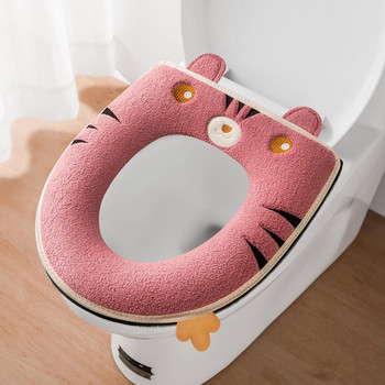 Χειμερινό ζεστό κάλυμμα καθίσματος τουαλέτας γενικής χρήσης Κάθισμα τουαλέτας WC με λαβή Μαξιλάρι τουαλέτας Χοντρό χαλάκι καθίσματος τουαλέτας Μπάνιο Aceesories
