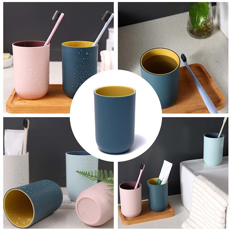 Vacclo vannas istabas trauki plastmasas mutes skalojamā līdzekļa krūze kafijas tēja ūdens krūze mājas ceļojumi vienkrāsains zobu birstes turētāja kauss dzērienu rīks