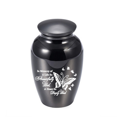 Maza alumīnija sakausējuma suvenīru kremācijas urna, maza piemiņas urna pelniem Mini urna pelniem - ar melnu iepakojuma maisiņu