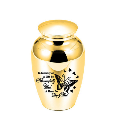 Maza alumīnija sakausējuma suvenīru kremācijas urna, maza piemiņas urna pelniem Mini urna pelniem - ar melnu iepakojuma maisiņu