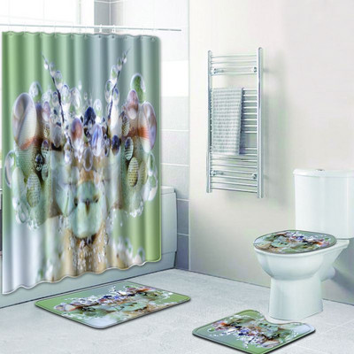 Zeegle podloga za tuširanje s cvjetnim uzorkom, podloga za kupaonicu od mikrovlakana, neklizajuća kupaonska prostirka, set toaletnih podloga od 4 kom., podloga za tuširanje, tepih podloga za noge