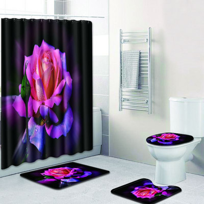 Zeegle podloga za tuširanje s cvjetnim uzorkom, podloga za kupaonicu od mikrovlakana, neklizajuća kupaonska prostirka, set toaletnih podloga od 4 kom., podloga za tuširanje, tepih podloga za noge