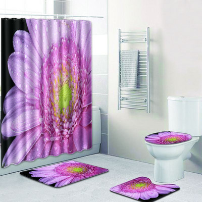 Zeegle podloga za tuširanje s cvjetnim uzorkom, podloga za kupaonicu od mikrovlakana, neklizajuća kupaonska prostirka, set toaletnih podloga od 4 kom., podloga za tuširanje, tepih podloga za noge