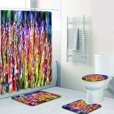 Zeegle podloga za tuširanje s cvjetnim uzorkom, podloga za kupaonicu od mikrovlakana, neklizajuća kupaonska prostirka, set toaletnih podloga od 4 kom., podloga za tuširanje, tepih podloga za noge