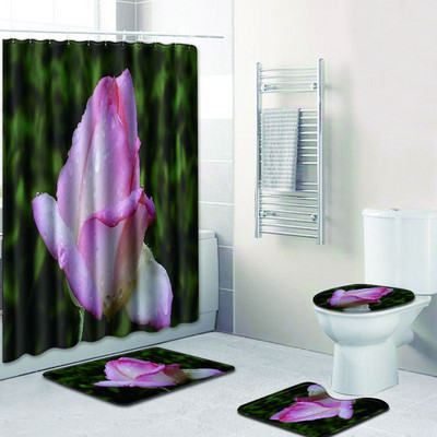 Zeegle podloga za tuširanje s cvjetnim uzorkom, podloga za kupaonicu od mikrovlakana, neklizajuća kupaonska prostirka, set toaletnih podloga od 4 kom., podloga za tuširanje, tepih podloga za noge