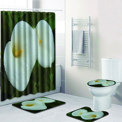 Zeegle podloga za tuširanje s cvjetnim uzorkom, podloga za kupaonicu od mikrovlakana, neklizajuća kupaonska prostirka, set toaletnih podloga od 4 kom., podloga za tuširanje, tepih podloga za noge