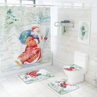 Prostirka za kupaonski tepih Božićni dekor za dom Prostirka za kupaonicu i komplet zavjesa za tuš WC podloga Protuklizna podloga za noge za tepih za kupaonicu