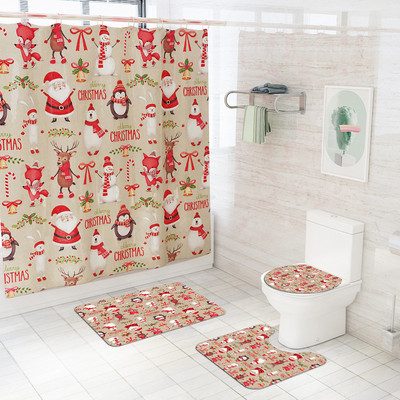 Prostirka za kupaonski tepih Božićni dekor za dom Prostirka za kupaonicu i komplet zavjesa za tuš WC podloga Protuklizna podloga za noge za tepih za kupaonicu