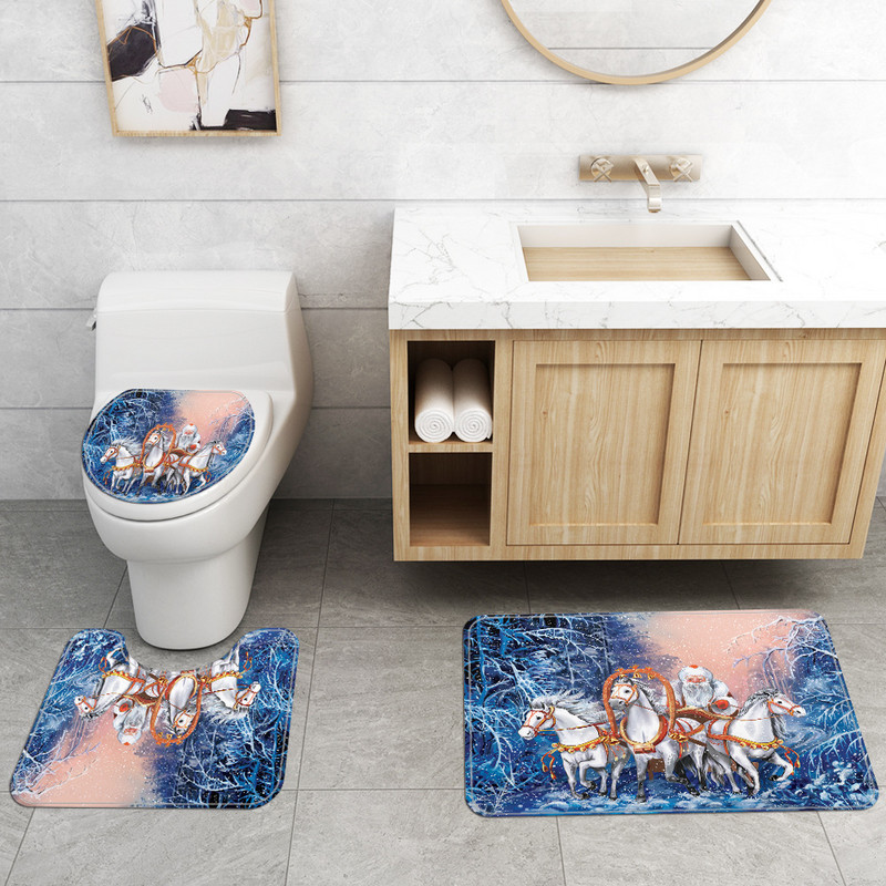 Prostirka za kupaonski tepih Božićni dekor za dom Prostirka za kupaonicu i komplet zavjesa za tuš WC podloga Protuklizna podloga za noge za tepih za kupaonicu