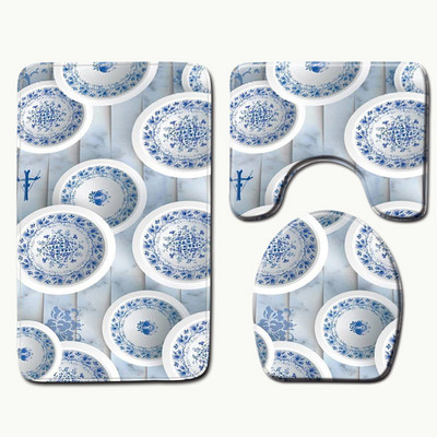 Zeegle Prostirka za kupanje od mikrovlakana Geometrijski uzorak Kupaonske prostirke WC tepih Tepih za tuš 3 komada Neklizajuća kupaonska prostirka Podloga za tuširanje