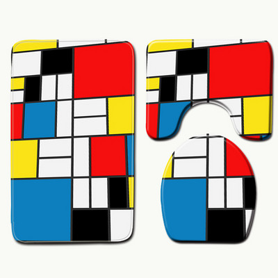 Zeegle Prostirka za kupanje od mikrovlakana Geometrijski uzorak Kupaonske prostirke WC tepih Tepih za tuš 3 komada Neklizajuća kupaonska prostirka Podloga za tuširanje