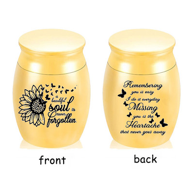 Urna za kremiranje suncokreta, posuda za pepeo od aluminijske legure, uspomena, dvostrani izrezbareni držač za pepeo za uspomenu na voljenog čovjeka ili kućnog ljubimca