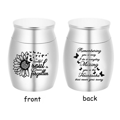 Urna za kremiranje suncokreta, posuda za pepeo od aluminijske legure, uspomena, dvostrani izrezbareni držač za pepeo za uspomenu na voljenog čovjeka ili kućnog ljubimca