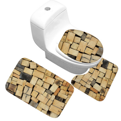Zeegle 3D Stone Memory Foam vannas paklājiņu komplekts 3Gb Pretslīdes grīdas paklājiņi Vannas istabas tualetes paklāji Absorbējoši vannas istabas WC paklāji