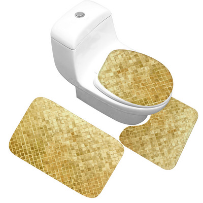 Zeegle 3D Stone Memory Foam vannas paklājiņu komplekts 3Gb Pretslīdes grīdas paklājiņi Vannas istabas tualetes paklāji Absorbējoši vannas istabas WC paklāji