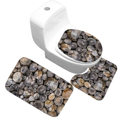 Zeegle 3D Stone Memory Foam vannas paklājiņu komplekts 3Gb Pretslīdes grīdas paklājiņi Vannas istabas tualetes paklāji Absorbējoši vannas istabas WC paklāji