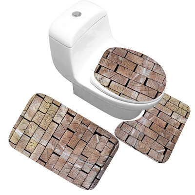 Zeegle 3D Stone Memory Foam vannas paklājiņu komplekts 3Gb Pretslīdes grīdas paklājiņi Vannas istabas tualetes paklāji Absorbējoši vannas istabas WC paklāji