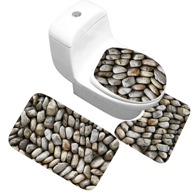 Zeegle 3D Stone Memory Foam vannas paklājiņu komplekts 3Gb Pretslīdes grīdas paklājiņi Vannas istabas tualetes paklāji Absorbējoši vannas istabas WC paklāji