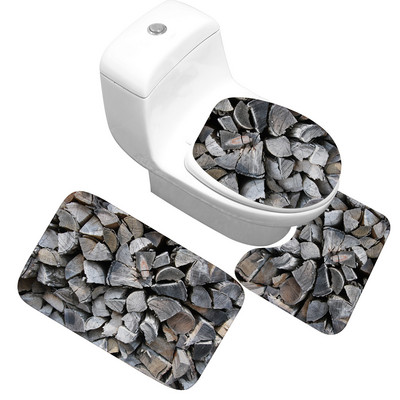 Zeegle 3D Stone Memory Foam vannas paklājiņu komplekts 3Gb Pretslīdes grīdas paklājiņi Vannas istabas tualetes paklāji Absorbējoši vannas istabas WC paklāji