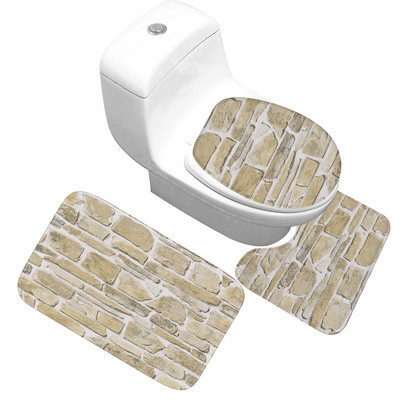 Zeegle 3D Stone Memory Foam vannas paklājiņu komplekts 3Gb Pretslīdes grīdas paklājiņi Vannas istabas tualetes paklāji Absorbējoši vannas istabas WC paklāji
