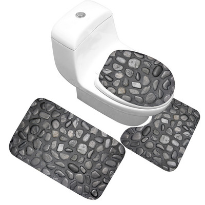 Zeegle 3D Stone Memory Foam vannas paklājiņu komplekts 3Gb Pretslīdes grīdas paklājiņi Vannas istabas tualetes paklāji Absorbējoši vannas istabas WC paklāji