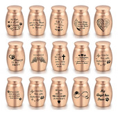 Mini urna od ružičastog zlata za pepeo Gravirane male urne za uspomene Spremnik za kremaciju Staklenka Metalni kovčeg Držač pepela za uspomene ljudski ljubimac