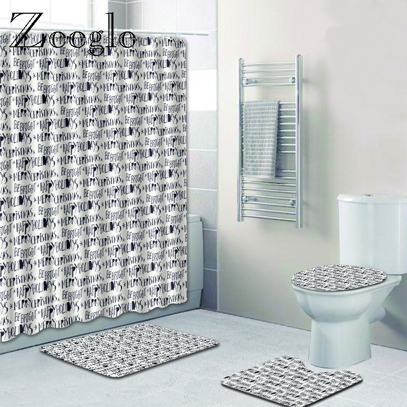Prostirka za kupaonicu od flanela s geometrijskim printom i vodootporna poliesterska zavjesa za tuširanje Podloga za navlaku za WC sjedalo Kupaonska prostirka za kupaonicu