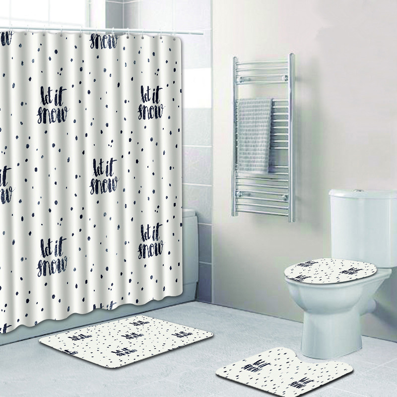 Prostirka za kupaonicu od flanela s geometrijskim printom i vodootporna poliesterska zavjesa za tuširanje Podloga za navlaku za WC sjedalo Kupaonska prostirka za kupaonicu