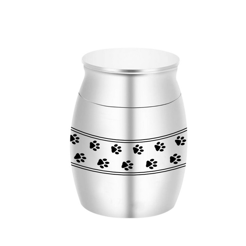 Alumīnija sakausējums Maza urna Mājdzīvnieki Suns Kaķis Ķepu apdruka Ziedu aplis Kremācija Pelni Urna Piemiņas zārks Cilvēka mājdzīvnieka suvenīrs
