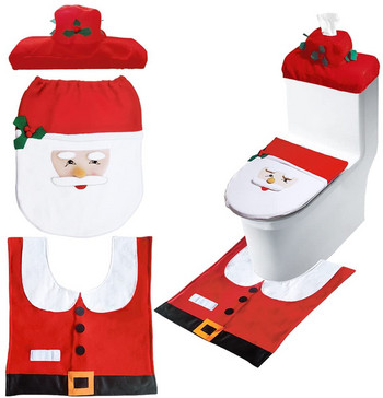 Коледна тоалетна Дек Дядо Коледа Подложка за баня Коледна тоалетна седалка Весела Коледа Декор за дома 2021 Ноел Натал
