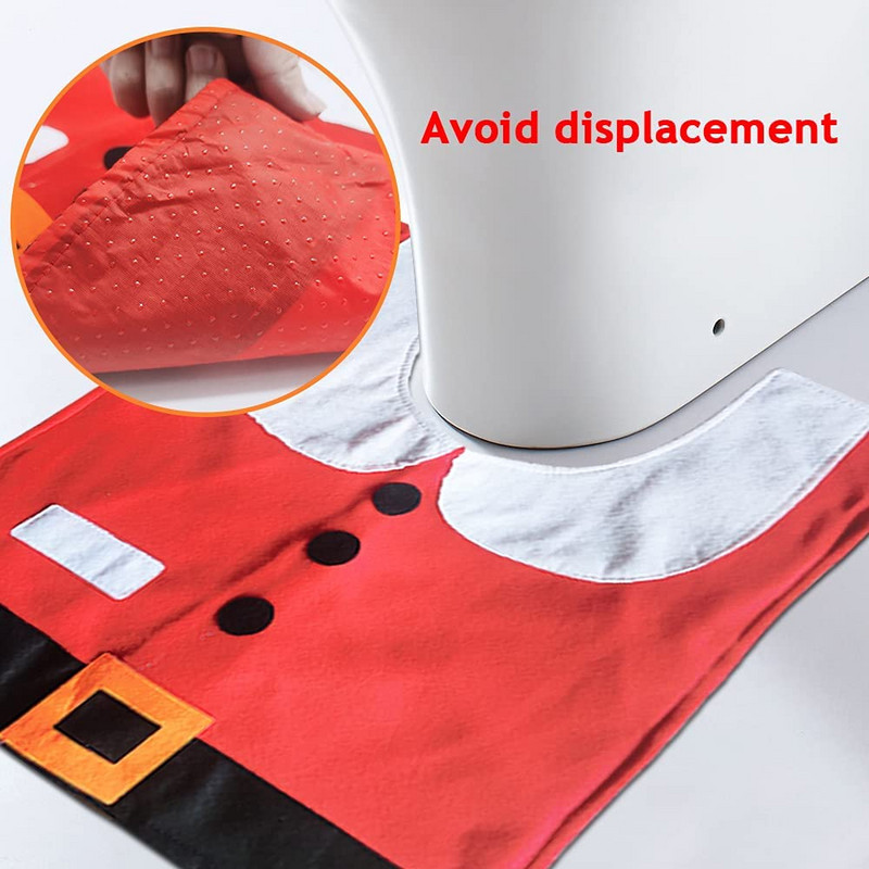 Ziemassvētku tualete decembris Ziemassvētku vecītis vannas istabas paklājiņš Ziemassvētku tualetes sēdekļa pārvalks Priecīgus Ziemassvētku dekors mājām 2021 Noel Natal