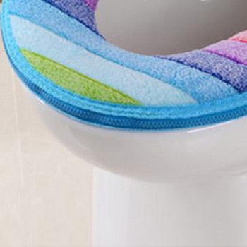 Rainbow Coral Velvet Топъл и удобен калъф за тоалетна седалка за баня Тиквен модел Подложки за възглавници