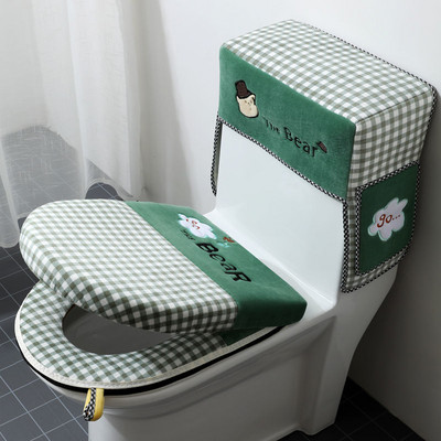 1/2/3 gab./komplektā Tualetes sēdekļa pārvalks Mājsaimniecības ūdensizturīgs 4 sezonu universāls tualetes spilvens tualetes paklāja pārklāja komplekts tualetes dekorēšana