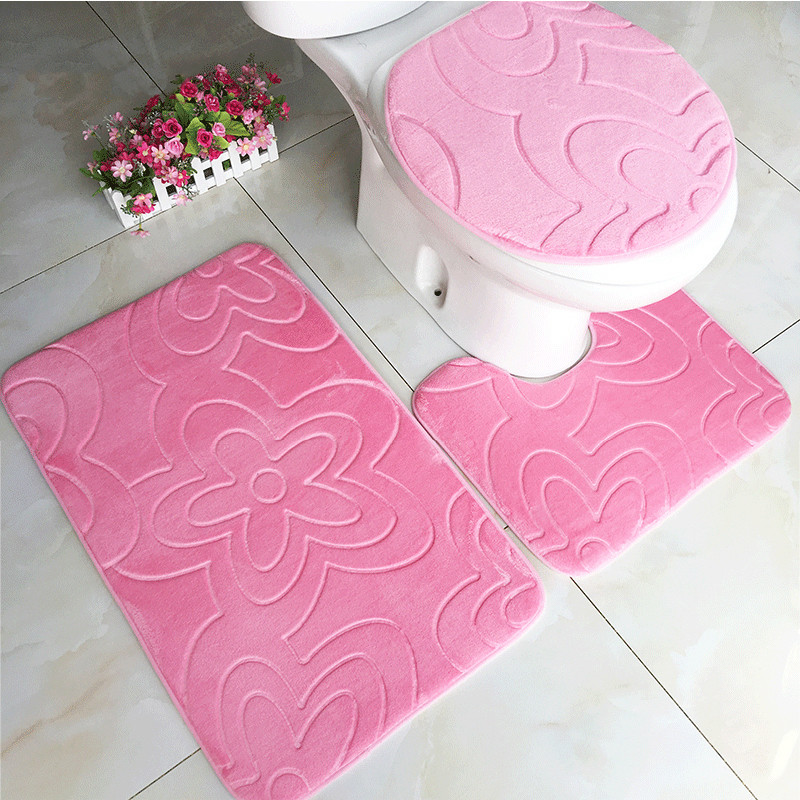 Zeegle 3gab Vannas istabas paklājiņu komplekts Cietie vannas paklājiņi Pretslīdēšanas vannas istabas paklāji un tualetes paklāji Vannas istabas izstrādājumi