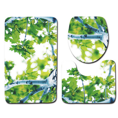 Zeegle Plants Printed 3pcs set kupaonskih prostirača Neklizajuća navlaka za WC školjku Kupaonski pribor Periv set prostirki za WC školjku