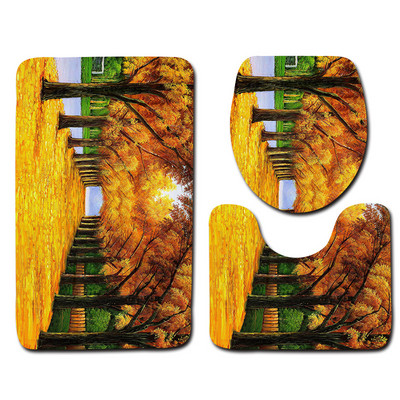 Zeegle Plants Printed 3pcs set kupaonskih prostirača Neklizajuća navlaka za WC školjku Kupaonski pribor Periv set prostirki za WC školjku