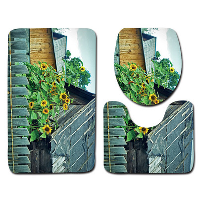 Zeegle Plants Printed 3pcs set kupaonskih prostirača Neklizajuća navlaka za WC školjku Kupaonski pribor Periv set prostirki za WC školjku