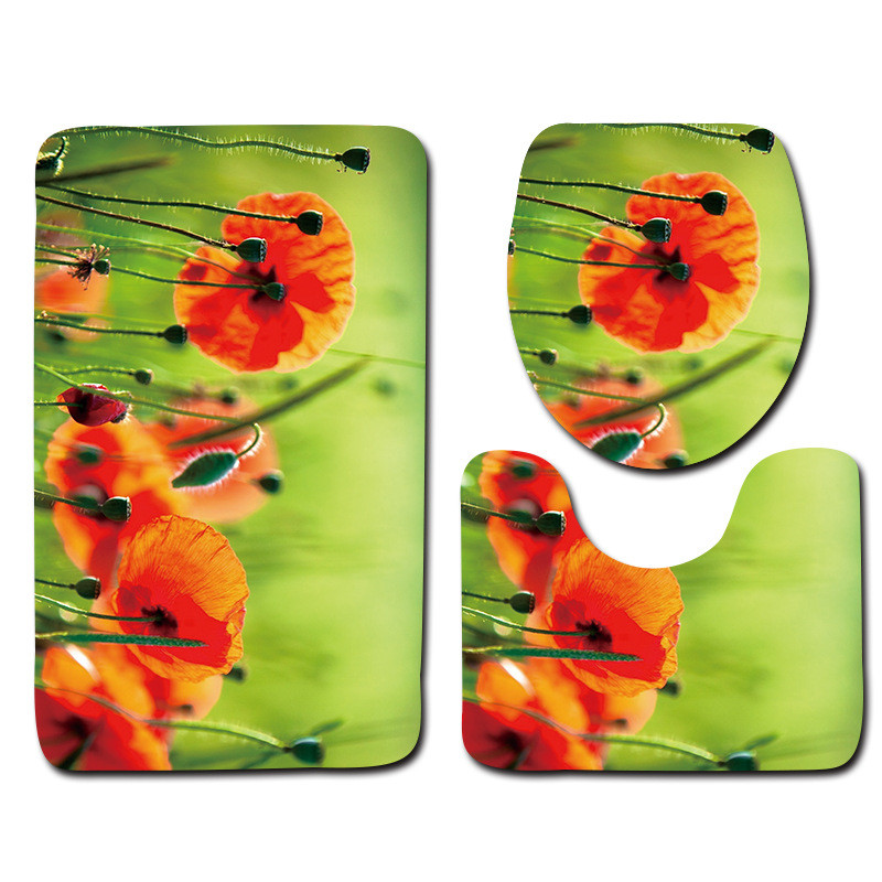 Zeegle Plants Printed 3pcs set kupaonskih prostirača Neklizajuća navlaka za WC školjku Kupaonski pribor Periv set prostirki za WC školjku