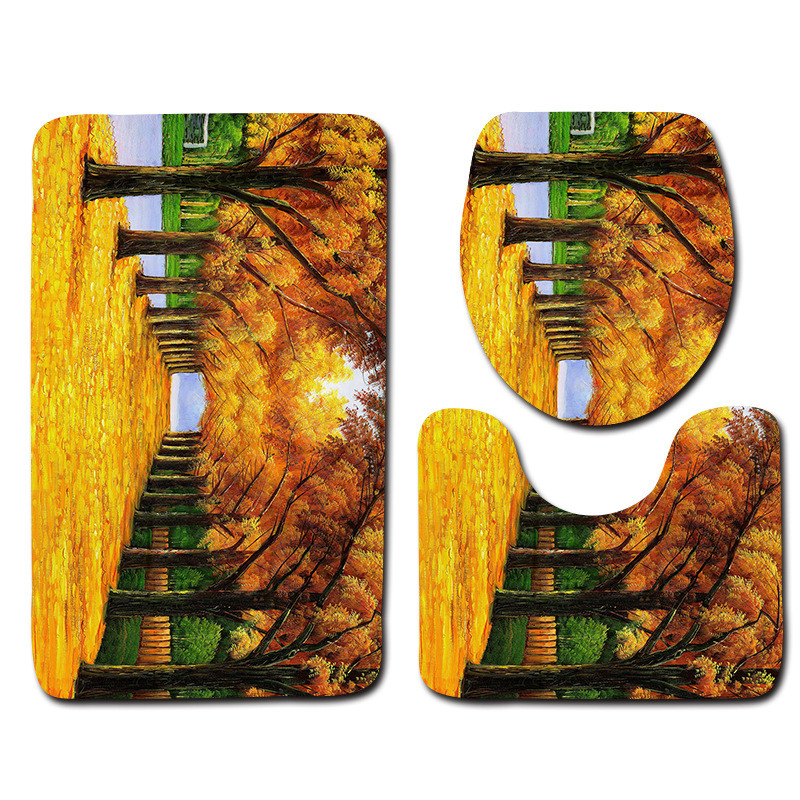 Zeegle Plants Printed 3pcs set kupaonskih prostirača Neklizajuća navlaka za WC školjku Kupaonski pribor Periv set prostirki za WC školjku