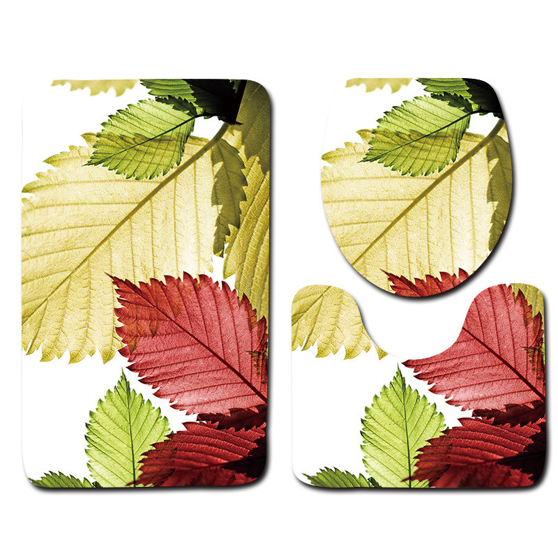 Zeegle Plants Printed 3pcs set kupaonskih prostirača Neklizajuća navlaka za WC školjku Kupaonski pribor Periv set prostirki za WC školjku