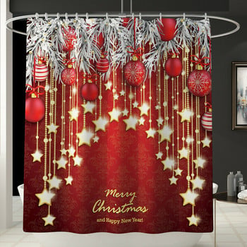 Νέο Σετ αξεσουάρ μπάνιου Χριστουγεννιάτικο ντεκόρ Κουρτίνα ντους Κάλυμμα καθίσματος τουαλέτας φανελένιο χαλάκι μπάνιου Προϊόν διακόσμηση σπιτιού