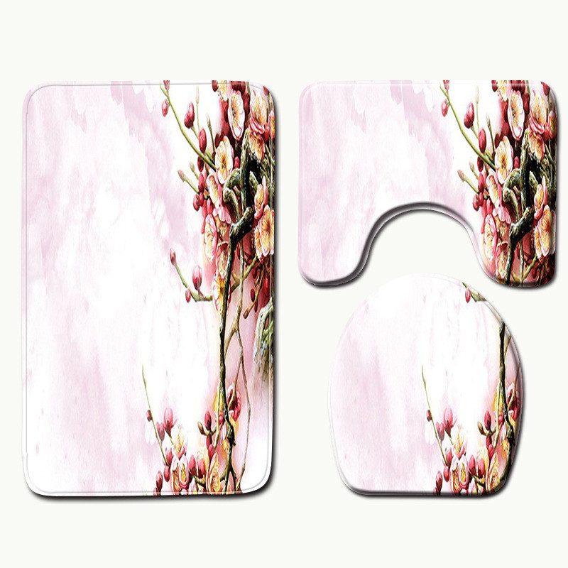 Zeegle Protuklizni set prostirki za kupaonicu od 3 komada Flanel Kupaonski tepih Kupaonica Tuš Podna prostirka Podna prostirka U-oblika WC prostirka