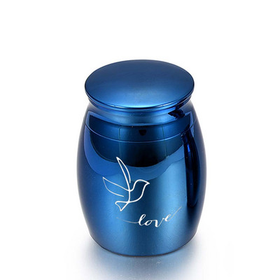 Urna za kremiranje s uzorkom zaljubljenih ptica Urne za uspomene za ljudske kućne ljubimce Pepeo Metalni ručno oslikani pepeo za pogrebne i pogrebne urne