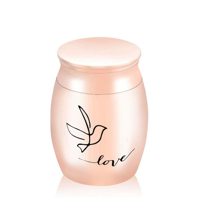 Urna za kremiranje s uzorkom zaljubljenih ptica Urne za uspomene za ljudske kućne ljubimce Pepeo Metalni ručno oslikani pepeo za pogrebne i pogrebne urne