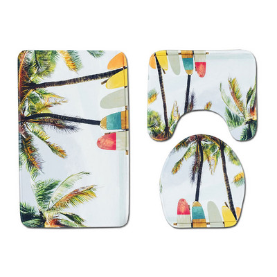 Zeegle 3gab Tualetes paklāji Apdrukāti Pludmales Vannas Paklāja Komplekts Pretslīdošs Paklājs Grīdas Paklājiņš Kāju Paklājs Poliestera Vannas istabas Apdares Kāju paklājiņš