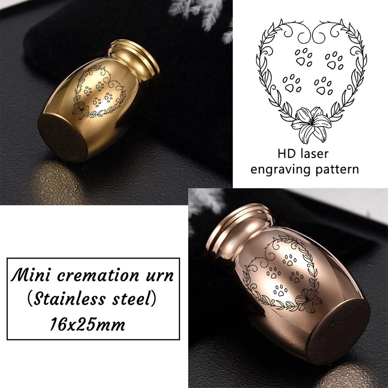 Visokokvalitetna prilagođena urna za kremiranje od nehrđajućeg čelika za pepeo kućnih ljubimaca Držač pogrebnog pepela za uspomenu - besplatno prilagođavanje