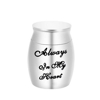 30*40mm piemiņas mini kremācijas metāla urna pelniem Alumīnija sakausējuma maza apbedīšanas urna, vienmēr manā sirdī