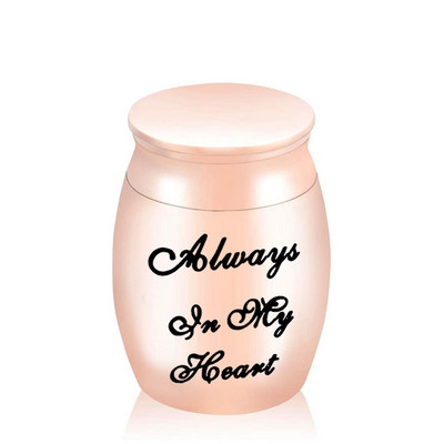 30*40mm piemiņas mini kremācijas metāla urna pelniem Alumīnija sakausējuma maza apbedīšanas urna, vienmēr manā sirdī