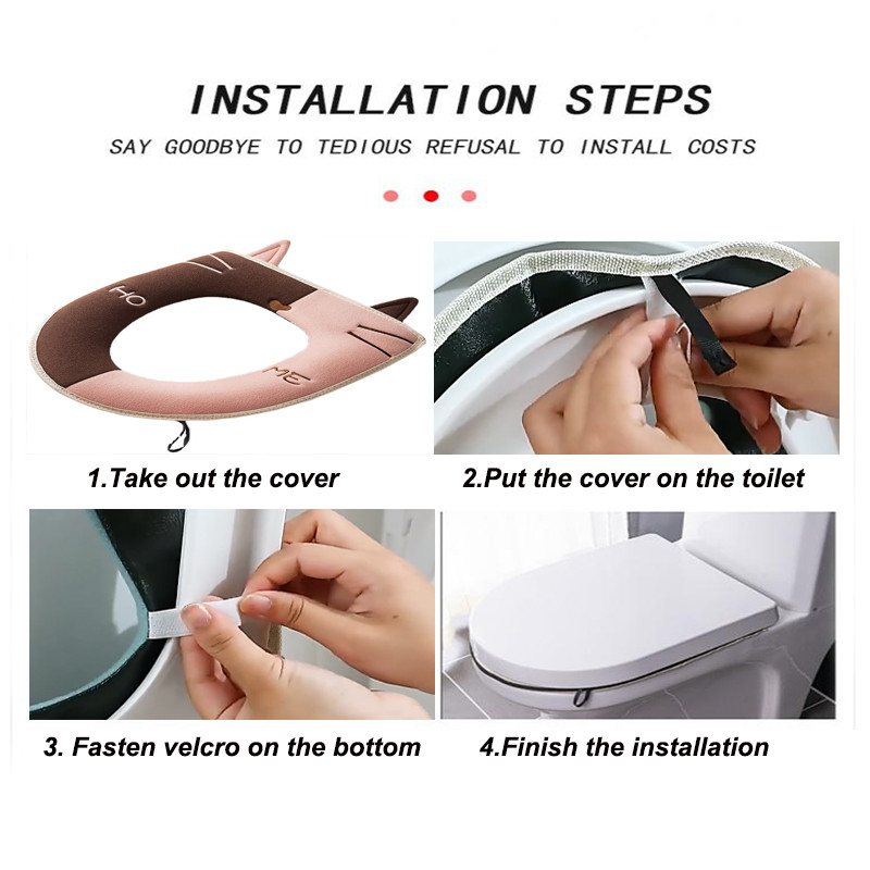 1PC Zadebljana navlaka za WC dasku, topla brtva iz crtanih filmova, Mekana navlaka za WC školjku, univerzalna podloga periva, zimska kupaonska oprema