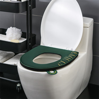 Квадратна възглавница за тоалетна седалка, лека луксозна кадифена тоалетна чиния, зимна с дръжка, цип, квадратна домакинска водоустойчива тоалетна седалка